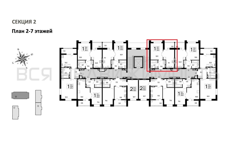 1-комнатная квартира, 34.5кв.м - изображение 1