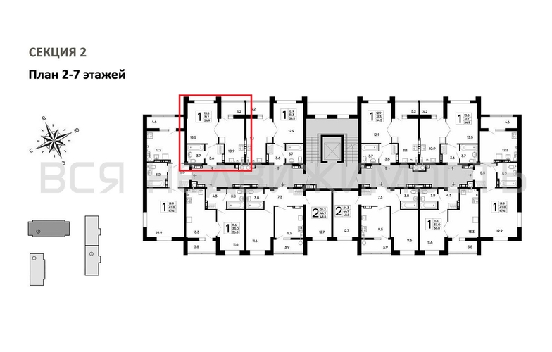 1-комнатная квартира, 34.9кв.м - изображение 1