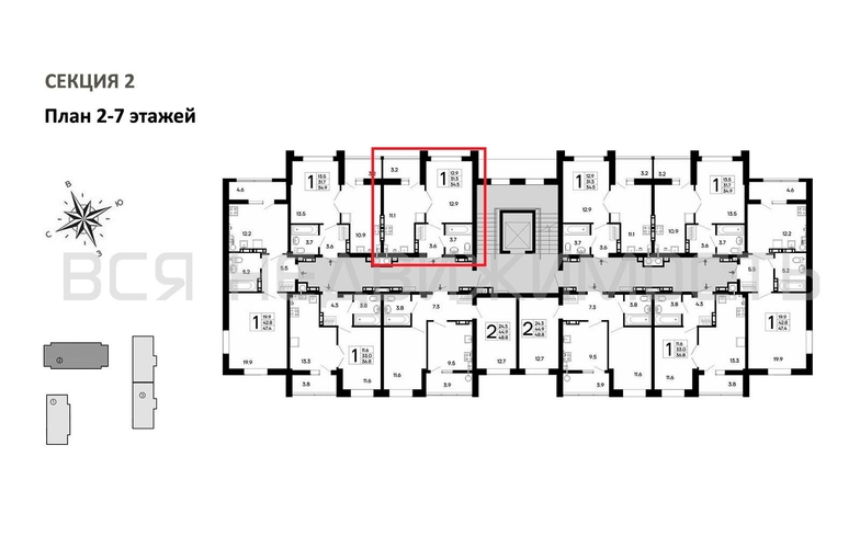 1-комнатная квартира, 34.5кв.м - изображение 1