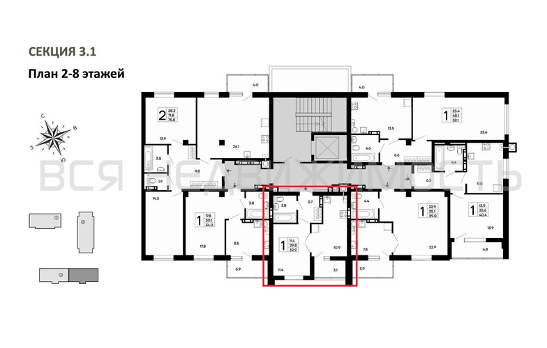1-комнатная квартира, 32.9кв.м - изображение 1