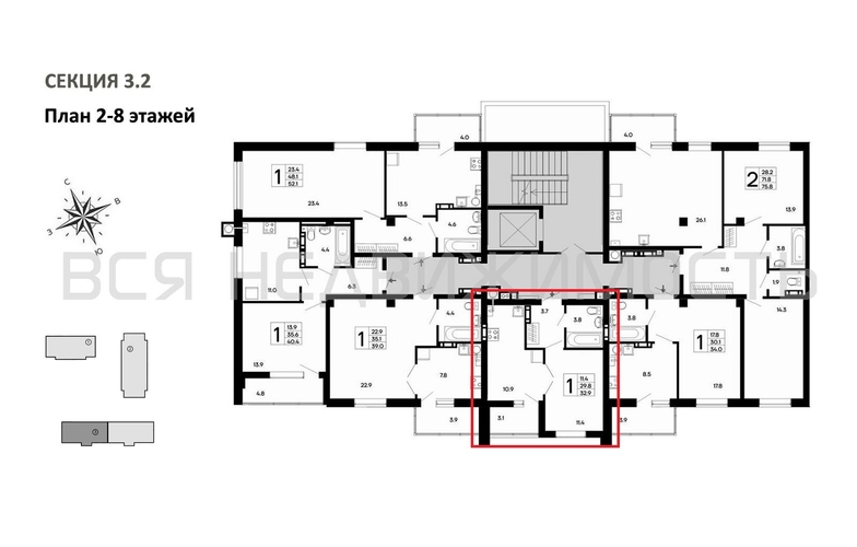 1-комнатная квартира, 32.9кв.м - изображение 1