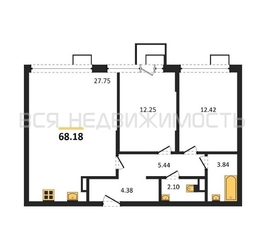 2-комнатная квартира, 68.18кв.м - изображение 1