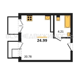 квартира-студия, 24,99кв.м. квартира-студия, 24,99кв.м. - изображение 1
