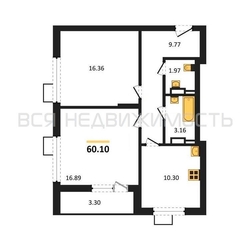 2-комнатная квартира, 60.1кв.м 2-комнатная квартира, 60.1кв.м - изображение 1