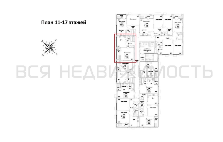 1-комнатная квартира, 38.04кв.м - изображение 1