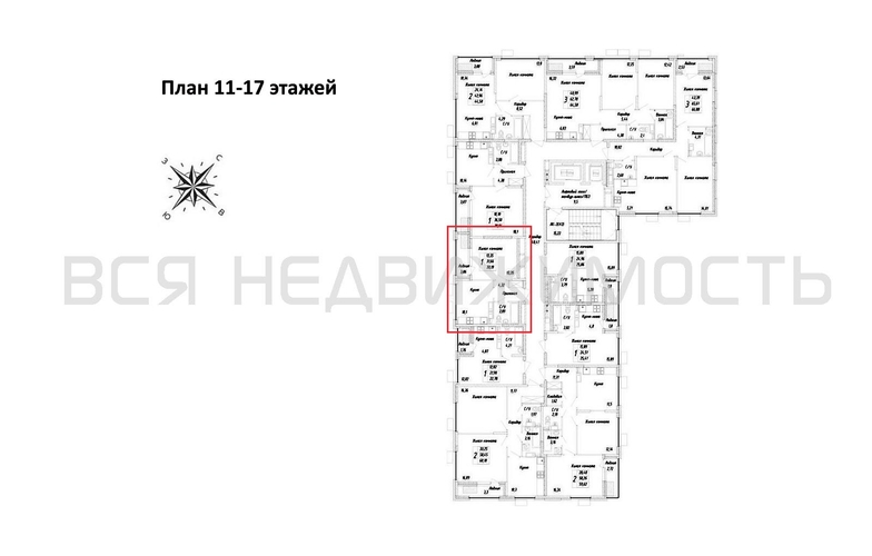 1-комнатная квартира, 33.19кв.м - изображение 1