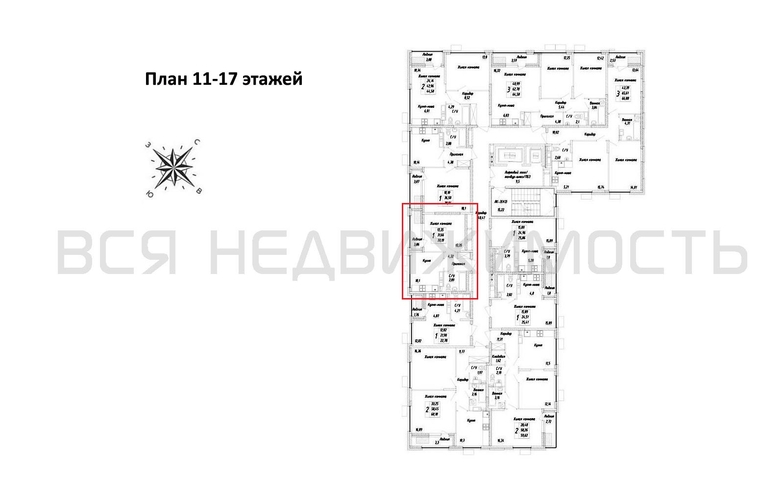 1-комнатная квартира, 33.19кв.м - изображение 1
