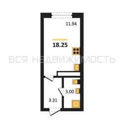 квартира-студия, 18,25кв.м. квартира-студия, 18,25кв.м. - изображение 1
