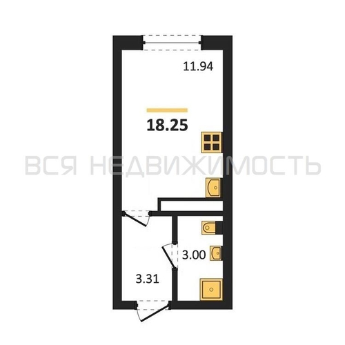 квартира-студия, 18,25кв.м. - изображение 0