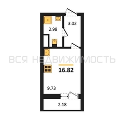 квартира-студия, 16,82кв.м. квартира-студия, 16,82кв.м. - изображение 1