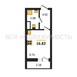 квартира-студия, 16,82кв.м. квартира-студия, 16,82кв.м. - изображение 1