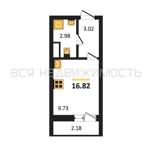 квартира-студия, 16,82кв.м. - изображение 0