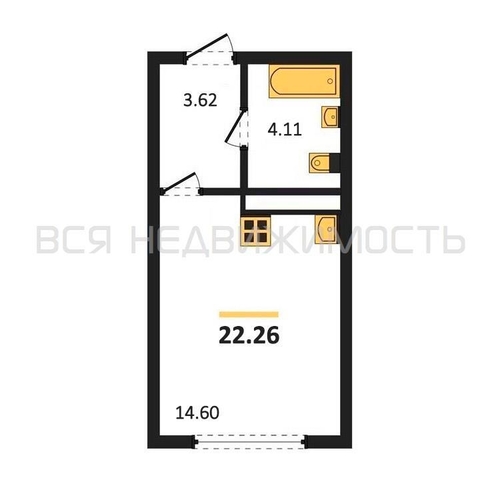 квартира-студия, 22,26кв.м. - изображение 0
