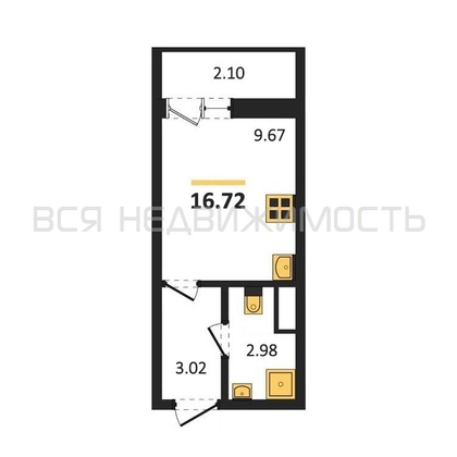 квартира-студия, 16,72кв.м. - изображение