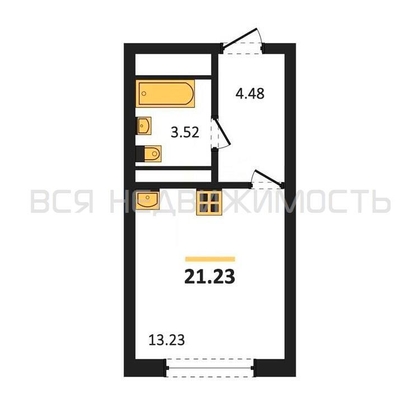 квартира-студия, 21,23кв.м. - изображение