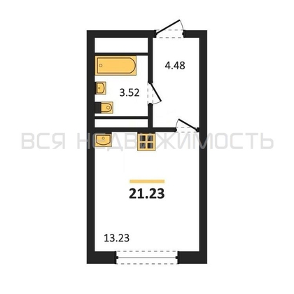 квартира-студия, 21,23кв.м. - изображение