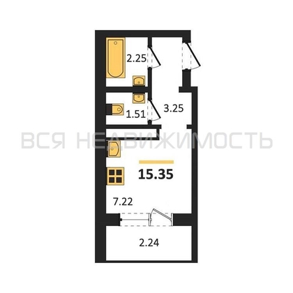 квартира-студия, 15,35кв.м. - изображение