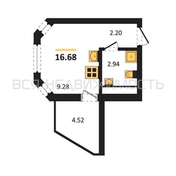 квартира-студия, 16,68кв.м. квартира-студия, 16,68кв.м. - изображение 1