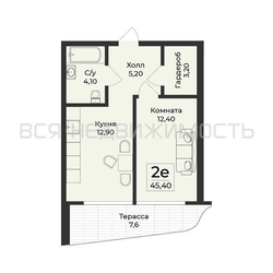 1-комнатная квартира, 45.4кв.м - изображение 1
