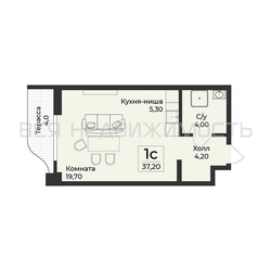 квартира-студия, 37,2кв.м. - изображение 1