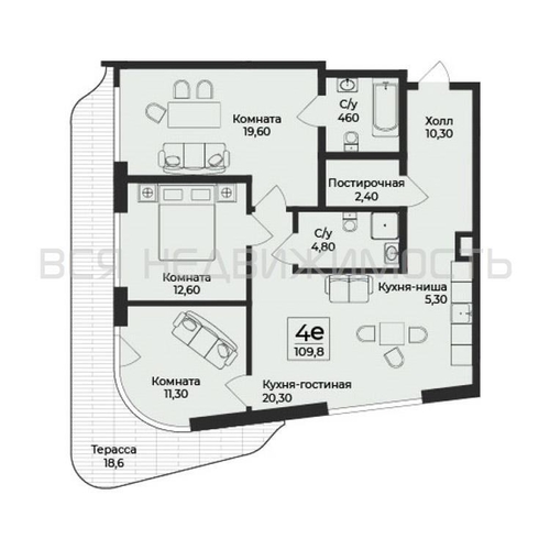 3-комнатная квартира, 109.8кв.м - изображение 0