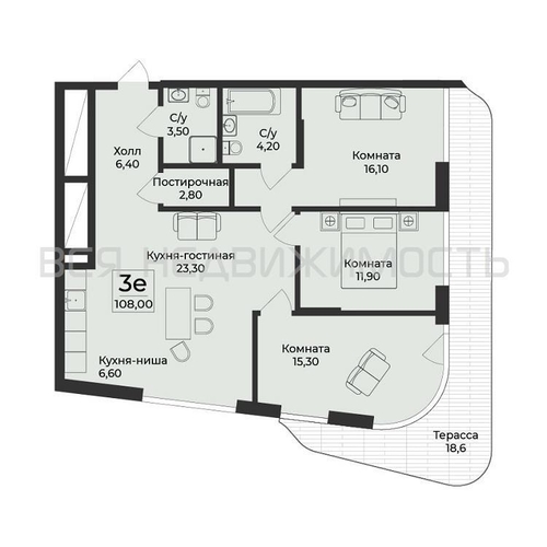 3-комнатная квартира, 108кв.м - изображение 0
