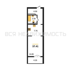 1-комнатная квартира, 37.41кв.м 1-комнатная квартира, 37.41кв.м - изображение 1