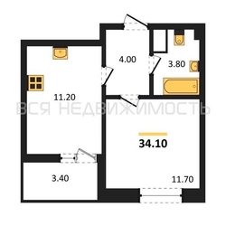 1-комнатная квартира, 34.1кв.м - изображение 1