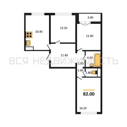 3-комнатная квартира, 82кв.м - изображение