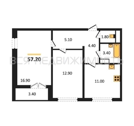 2-комнатная квартира, 57.2кв.м - изображение 1