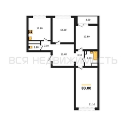 3-комнатная квартира, 83кв.м - изображение 1