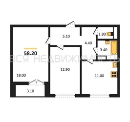 2-комнатная квартира, 58.2кв.м - изображение 1