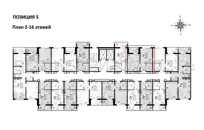 1-комнатная квартира, 36.45кв.м - изображение 1