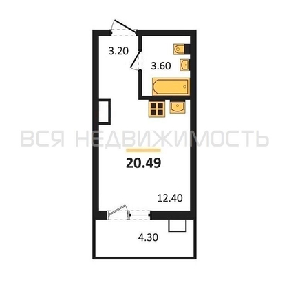 квартира-студия, 20,49кв.м. - изображение