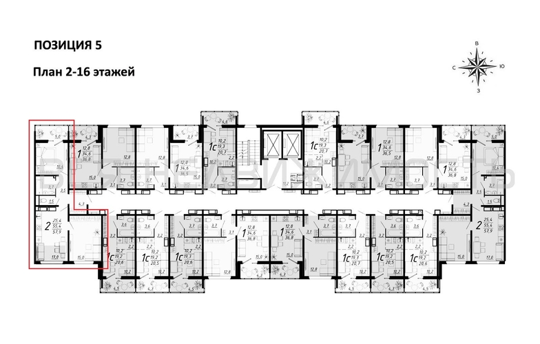 2-комнатная квартира, 57.9кв.м - изображение 1