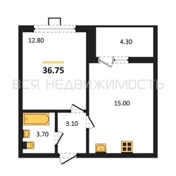 1-комнатная квартира, 36.75кв.м - изображение 1