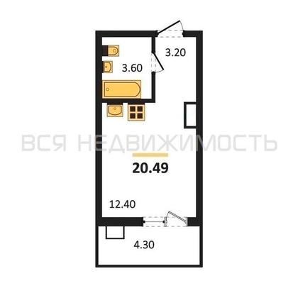 квартира-студия, 20,49кв.м. - изображение
