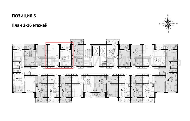 1-комнатная квартира, 36.45кв.м - изображение 1