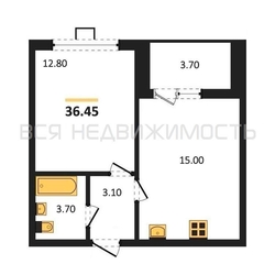 1-комнатная квартира, 36.45кв.м - изображение 1