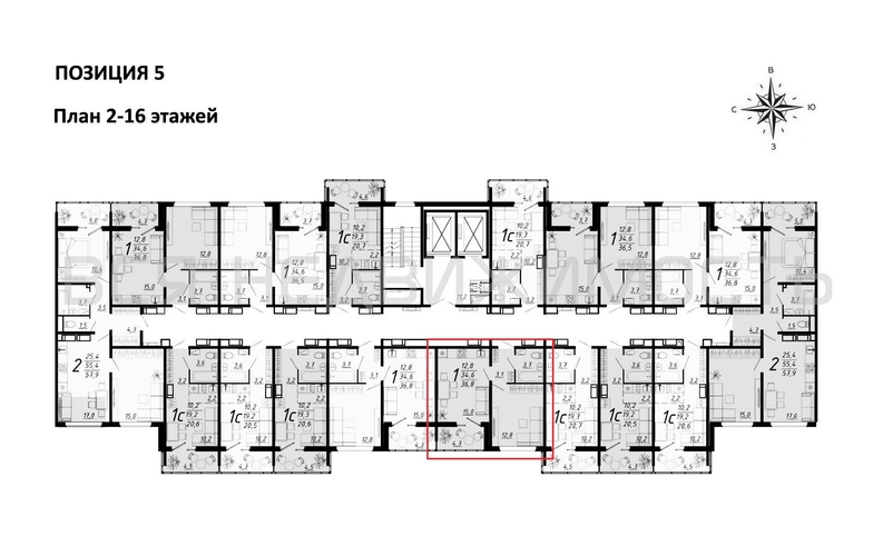 1-комнатная квартира, 36.75кв.м - изображение 1