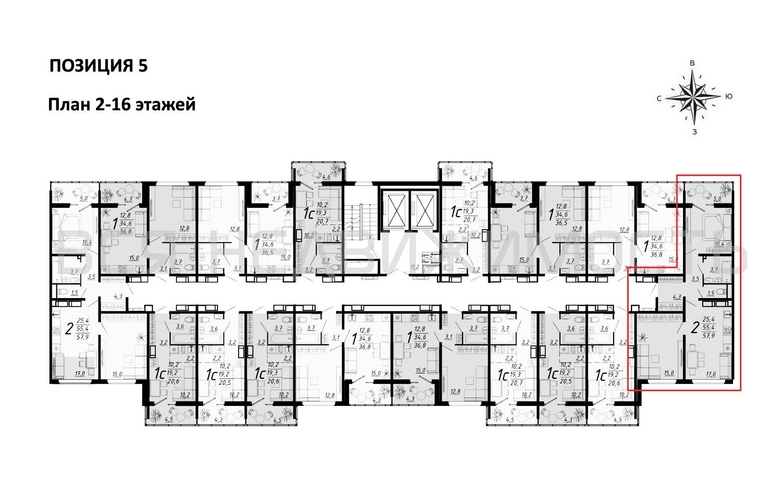 2-комнатная квартира, 57.6кв.м - изображение 1