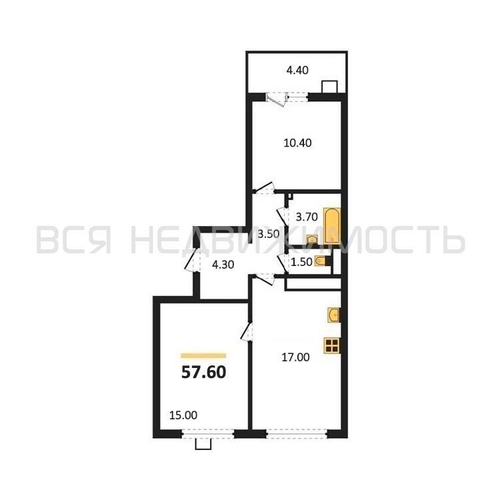 2-комнатная квартира, 57.6кв.м - изображение 0