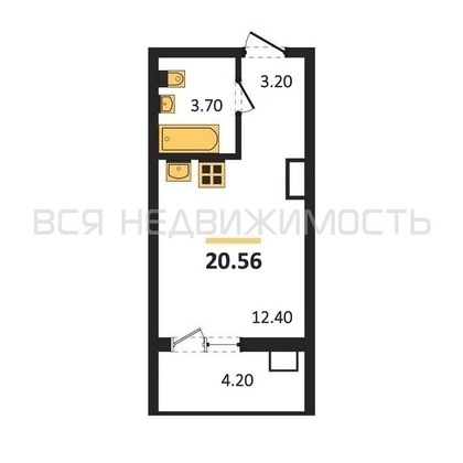 квартира-студия, 20,56кв.м. - изображение