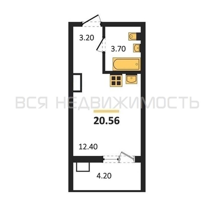 квартира-студия, 20,56кв.м. - изображение