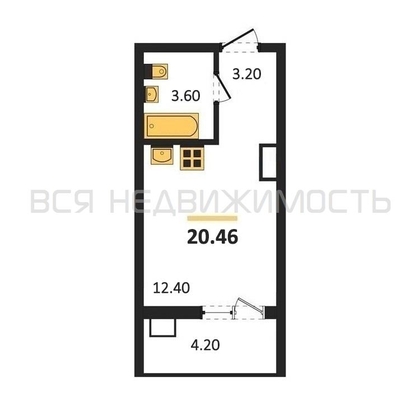 квартира-студия, 20,46кв.м. - изображение