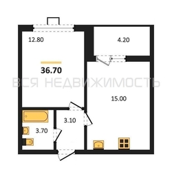 1-комнатная квартира, 36.7кв.м - изображение 1