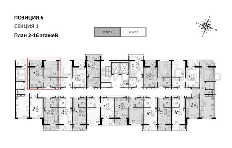 1-комнатная квартира, 36.9кв.м - изображение 1