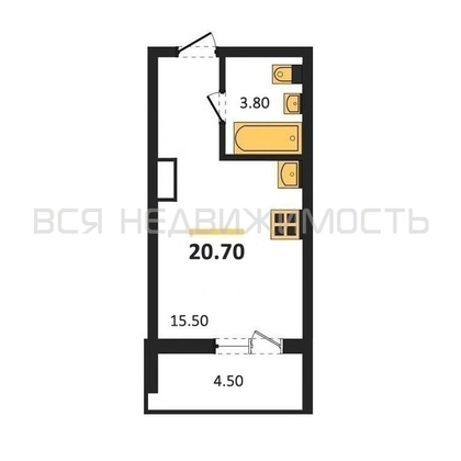 квартира-студия, 20,7кв.м. - изображение
