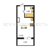 квартира-студия, 21,4кв.м. - изображение 1 квартира-студия, 21,4кв.м. - изображение 1