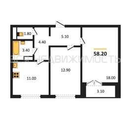 2-комнатная квартира, 58.2кв.м - изображение 1